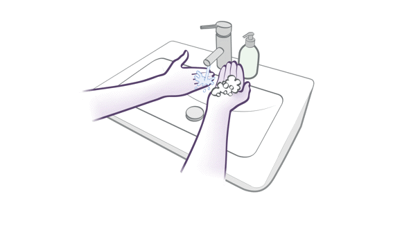 Wash your hands thoroughly with soap and water.